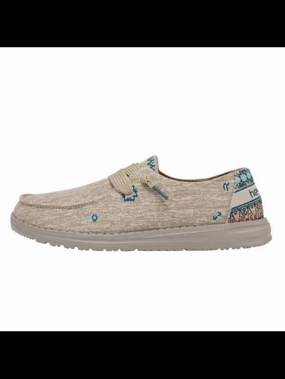Hey Dude Wendy Flora Shoes Womens Size 11 Sunflower Beige Canvas Slip On Loafers